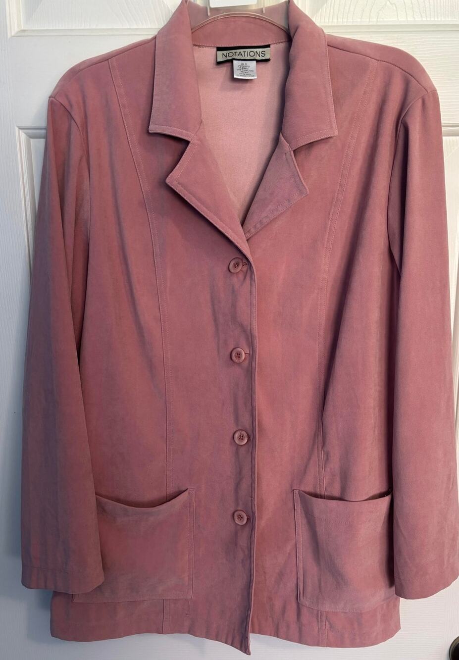 Vintage Notations Mauve Pink Faux Suede Blazer Jacket M